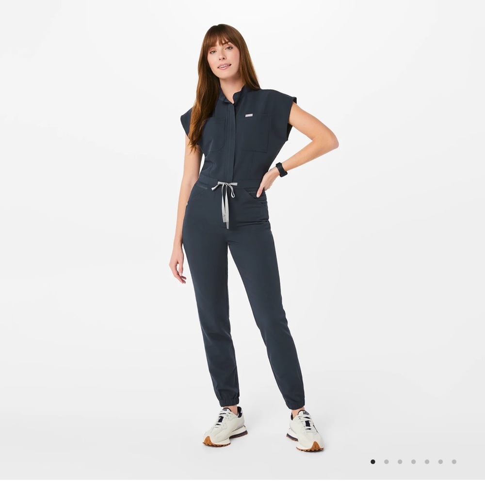Figs Rafaela Cargo Scrub Jumpsuit in Dark Harbor Medium